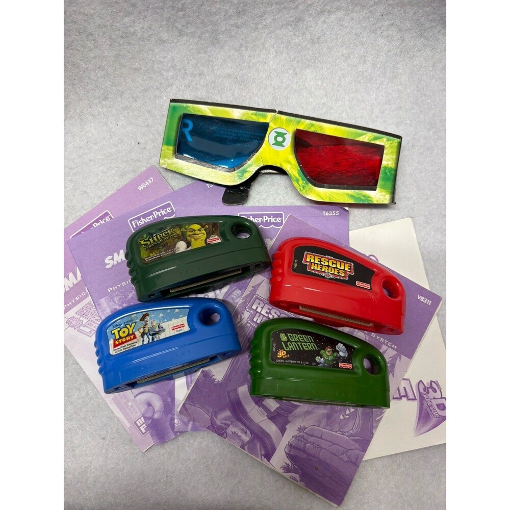 Fisher Price Smart Cycle Game Cartridges Shrek Toy Story Green Lan Rescue Heros